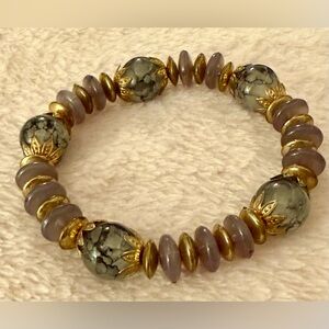 Elegant Gold and Gray Beaded Bracelet